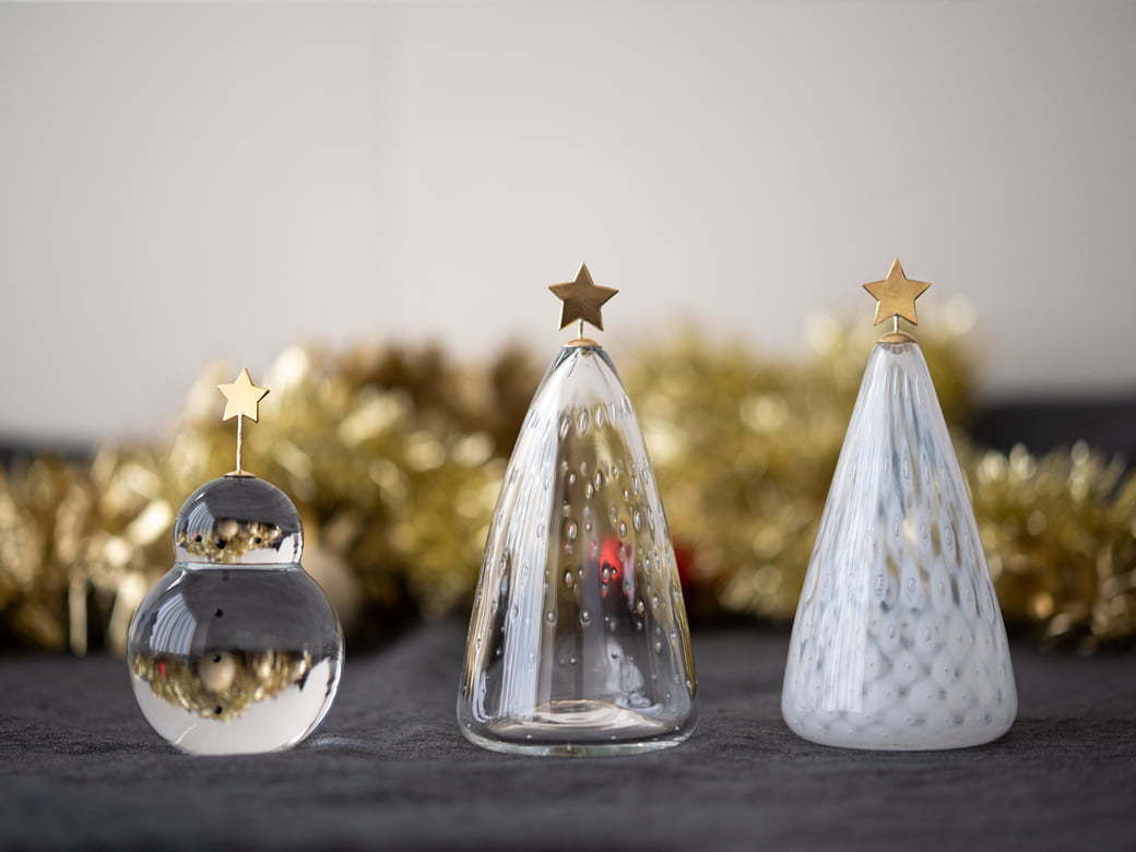 予約11月末発送※ 市川硝子製作所 雪だるまのオブジェ 【ガラス製