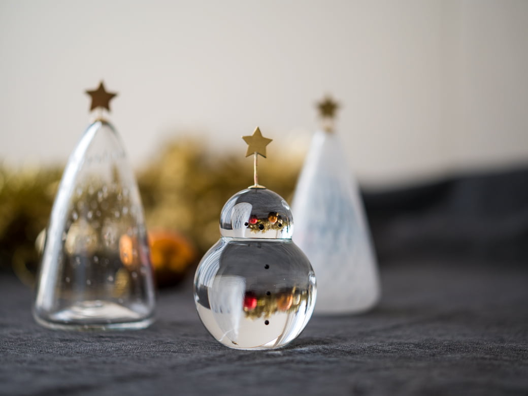 予約11月末発送※ 市川硝子製作所 雪だるまのオブジェ 【ガラス製