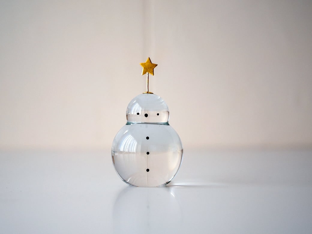 予約11月末発送※ 市川硝子製作所 雪だるまのオブジェ 【ガラス製