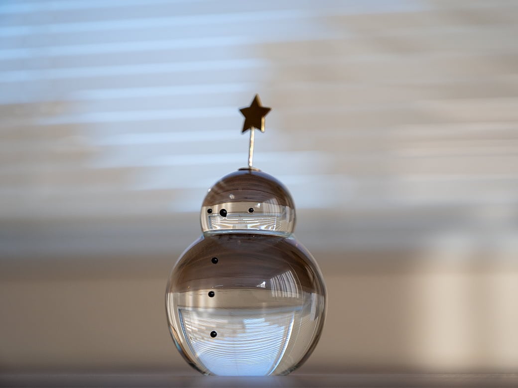 予約11月末発送※ 市川硝子製作所 雪だるまのオブジェ 【ガラス製