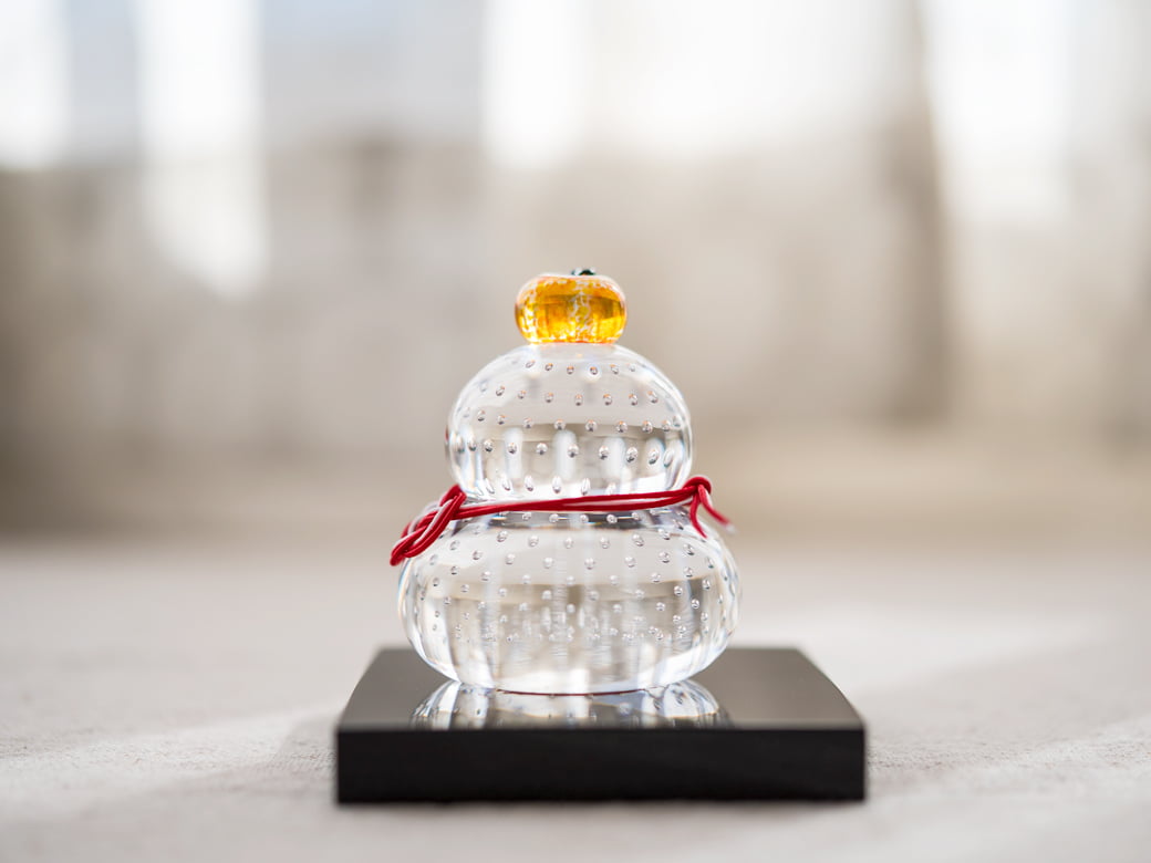 市川硝子製作所 ガラスの鏡餅 【インテリア 飾りつけ かがみもち