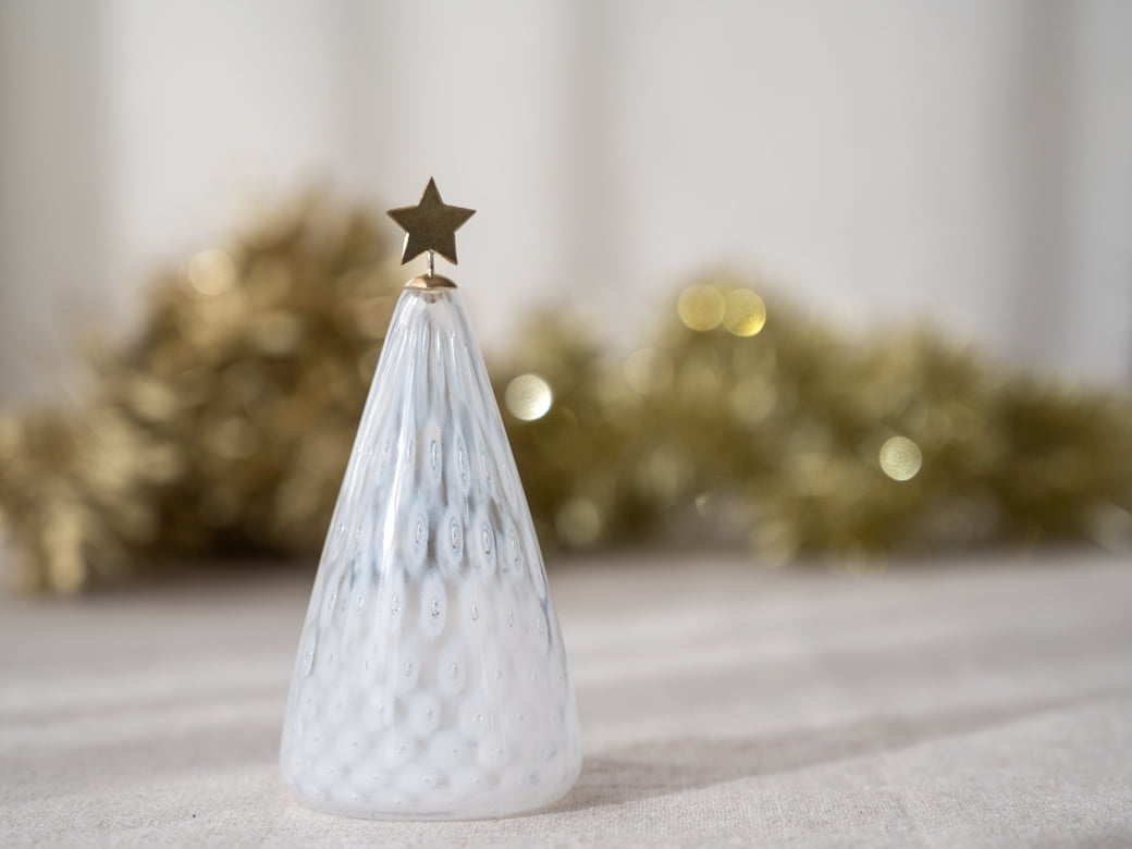 市川硝子製作所 ツリーのオブジェ（白） 【ガラス製 クリスマス