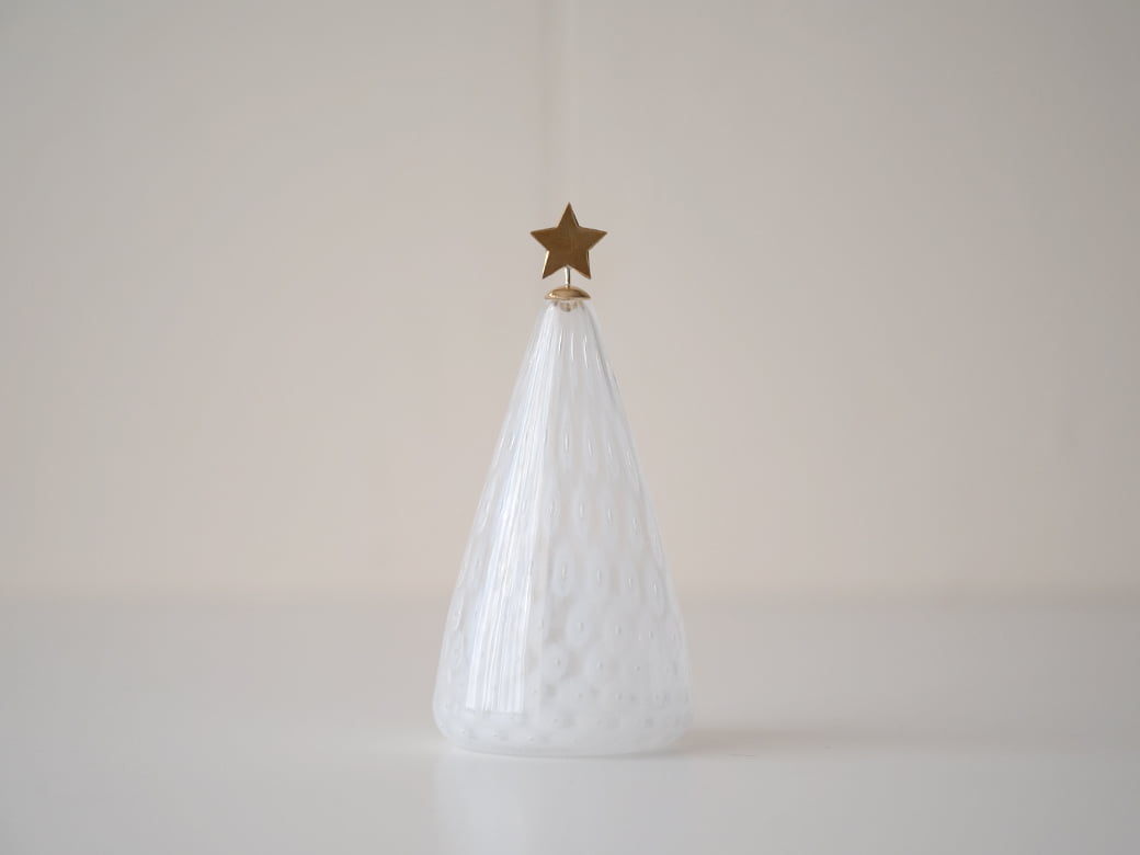 市川硝子製作所 ツリーのオブジェ（白） 【ガラス製 クリスマス
