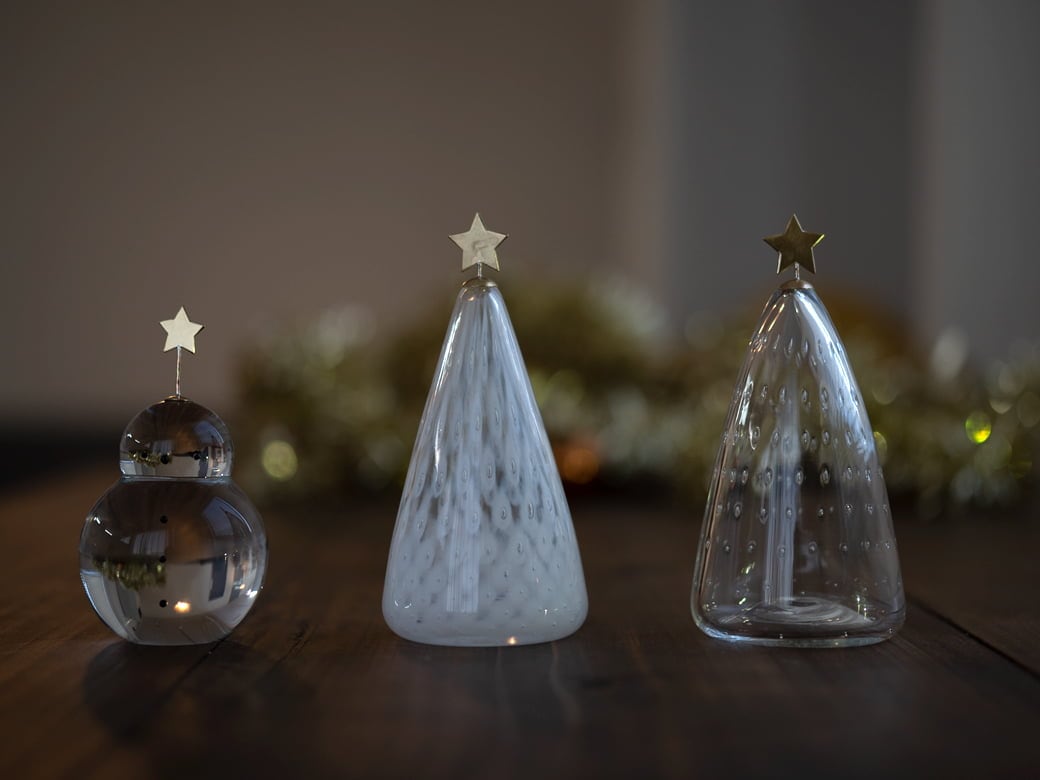 ガラス太陽のオブジェ　作家 予約11月末発送※ 市川硝子製作所 ツリーのオブジェ（白