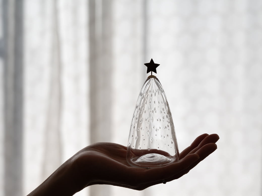 予約11月末発送※ 市川硝子製作所 ツリーのオブジェ（透明