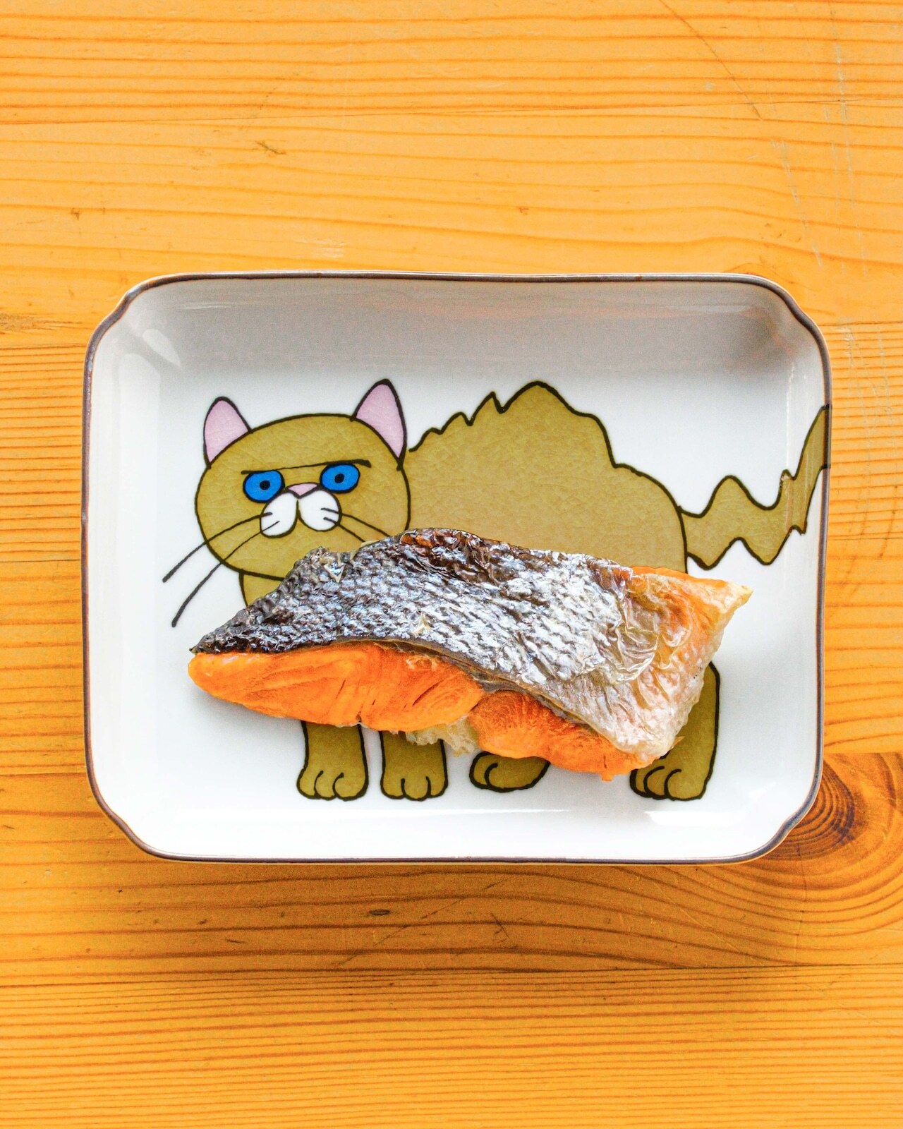 クタニシール ネコ・ジェラシー 長角皿 取り皿 菓子皿【九谷焼 上出長