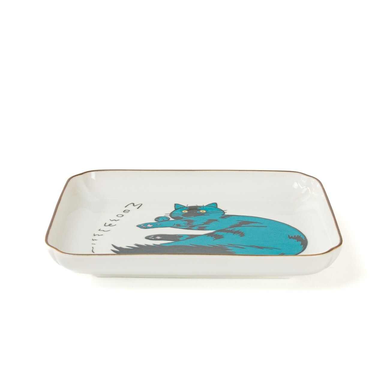 クタニシール ネコ・ジェラシー 長角皿 取り皿 菓子皿【九谷焼 上出長