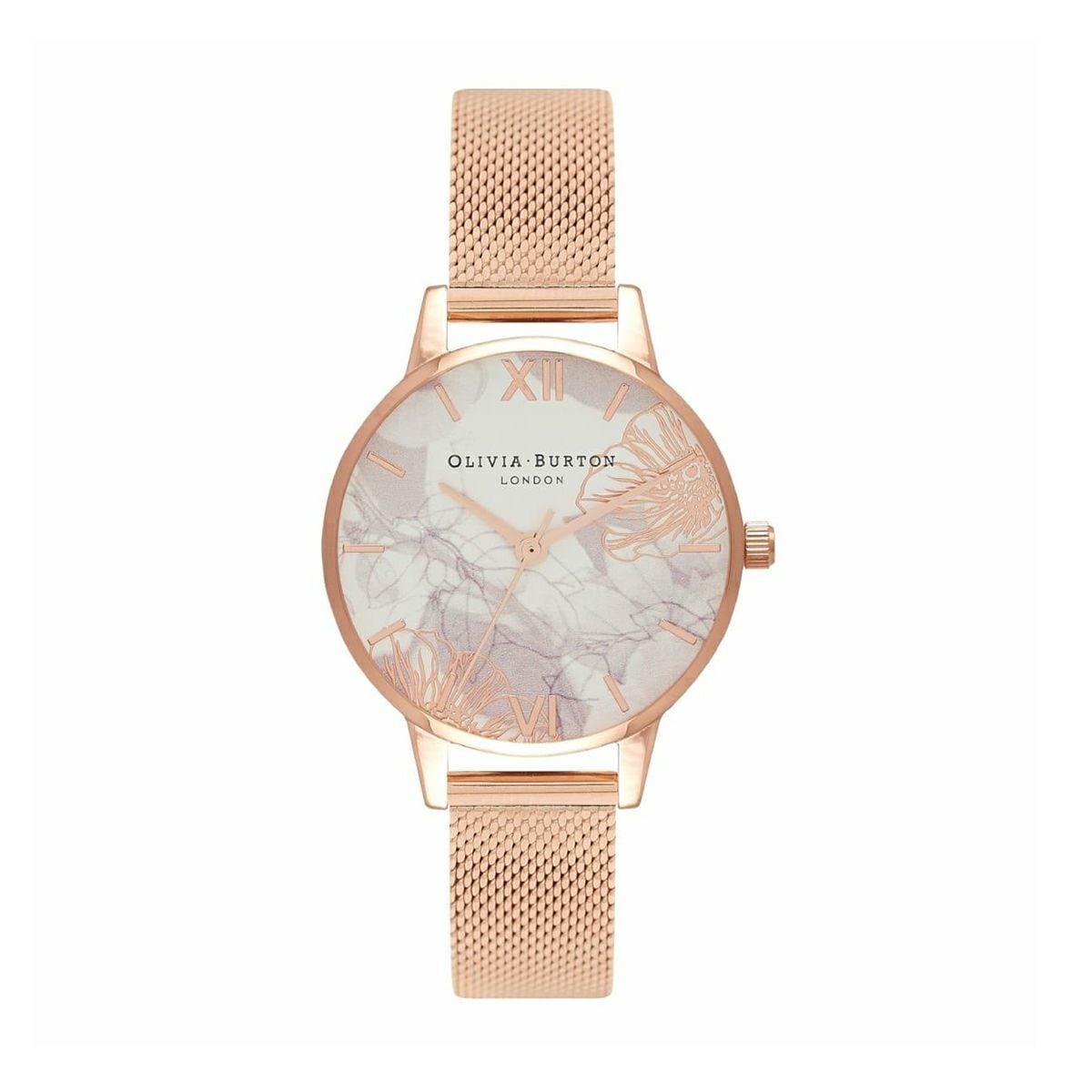 【１点再入荷】OLIVIA BURTON｜Abstract Florals アブストラクトフローラルズ ローズゴールドメッシュベルト