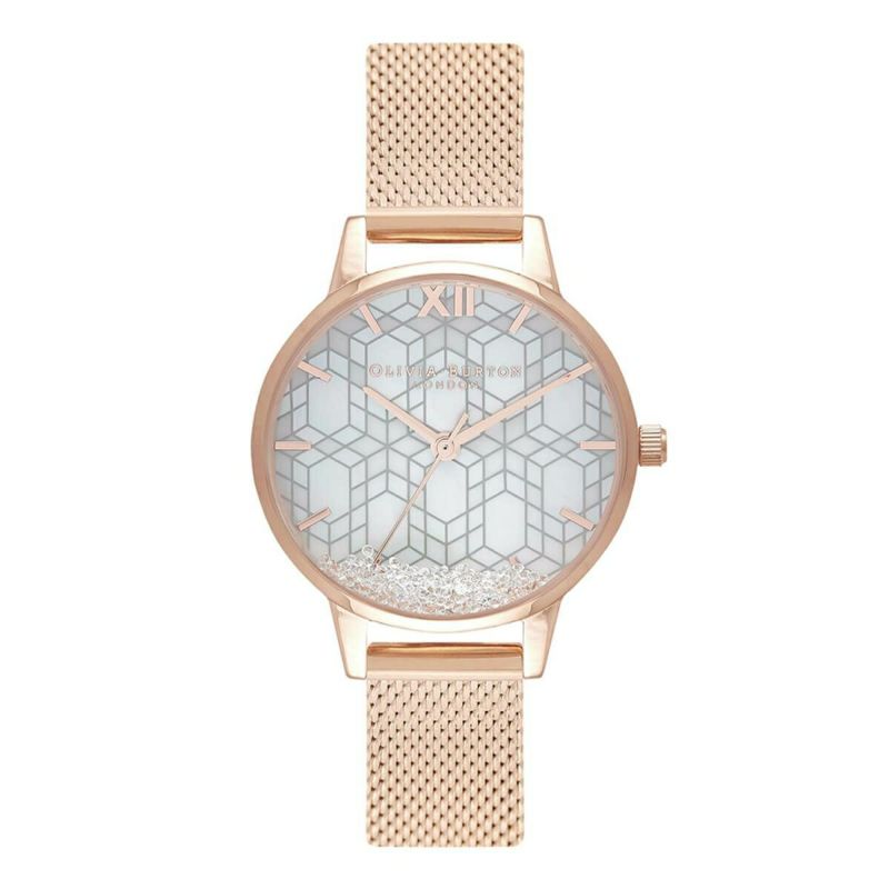 OLIVIA BURTON｜Ice Queen アイスクイーン スノー グローブ ダイアル ローズゴールドメッシュベルト