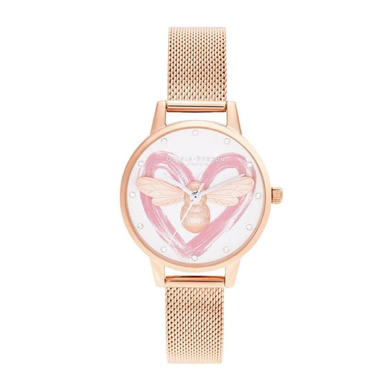 OLIVIA BURTON｜You Have My Heart〈数量限定〉ユーハブマイハート ラッキービー シルバー ローズゴールドメッシュベルト