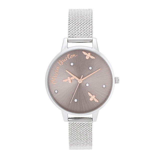 OLIVIA BURTON｜Pearly Queen パーリークイーン パールディティール ローズゴールド シルバーブークルメッシュベルト