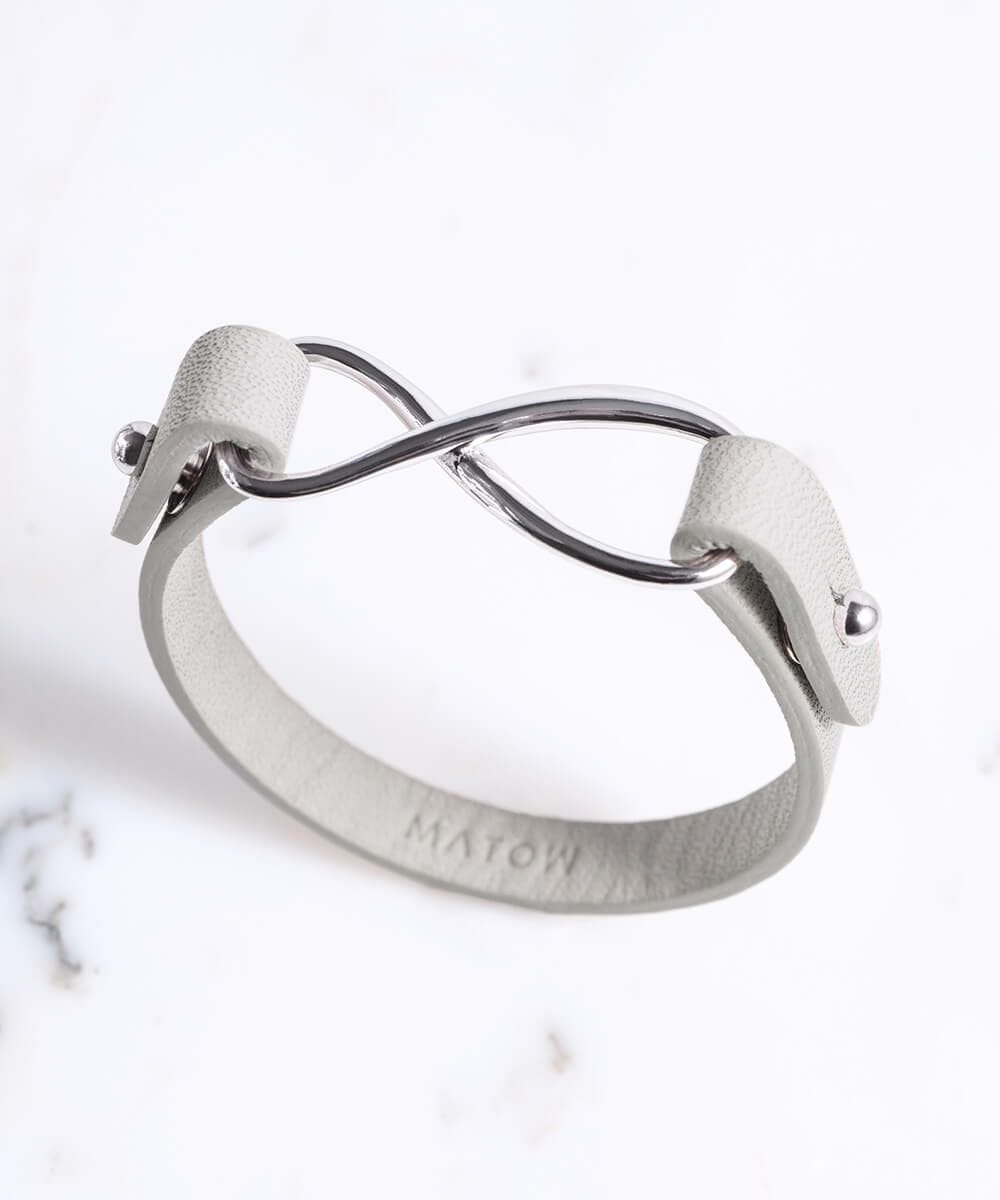 MATOW｜Accessory レザーブレスレット グレー シルバー Mサイズ