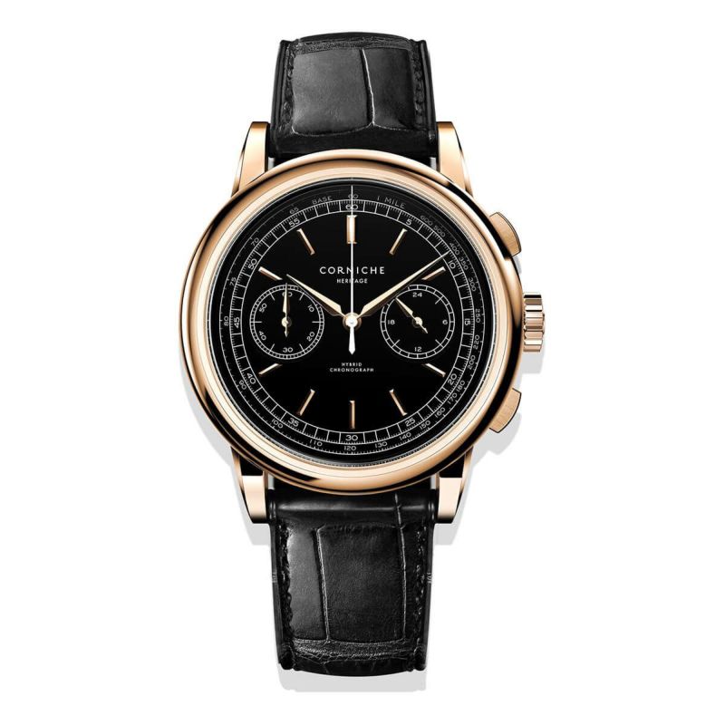CORNICHE｜Heritage Chronograph ローズゴールド ブラック セラミックダイヤル
