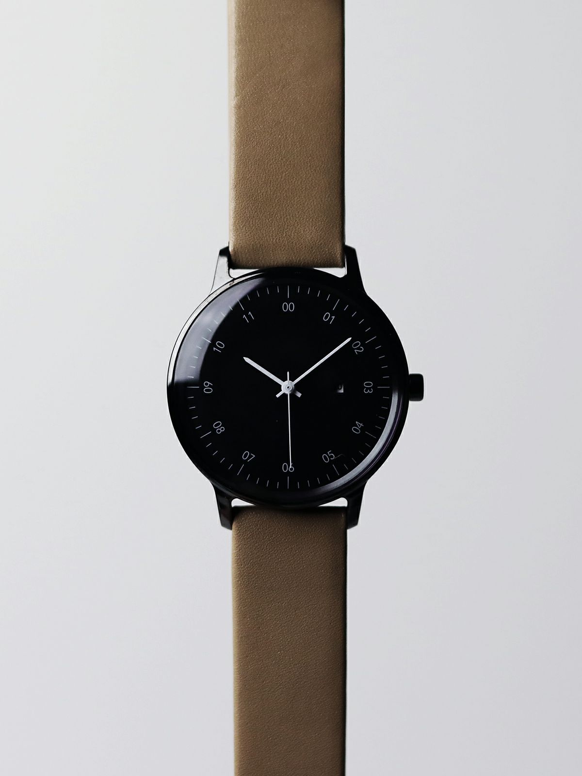 sazare さざれ｜SK01 SS ブラックミラー ブラックダイヤル ベージュ カウレザー