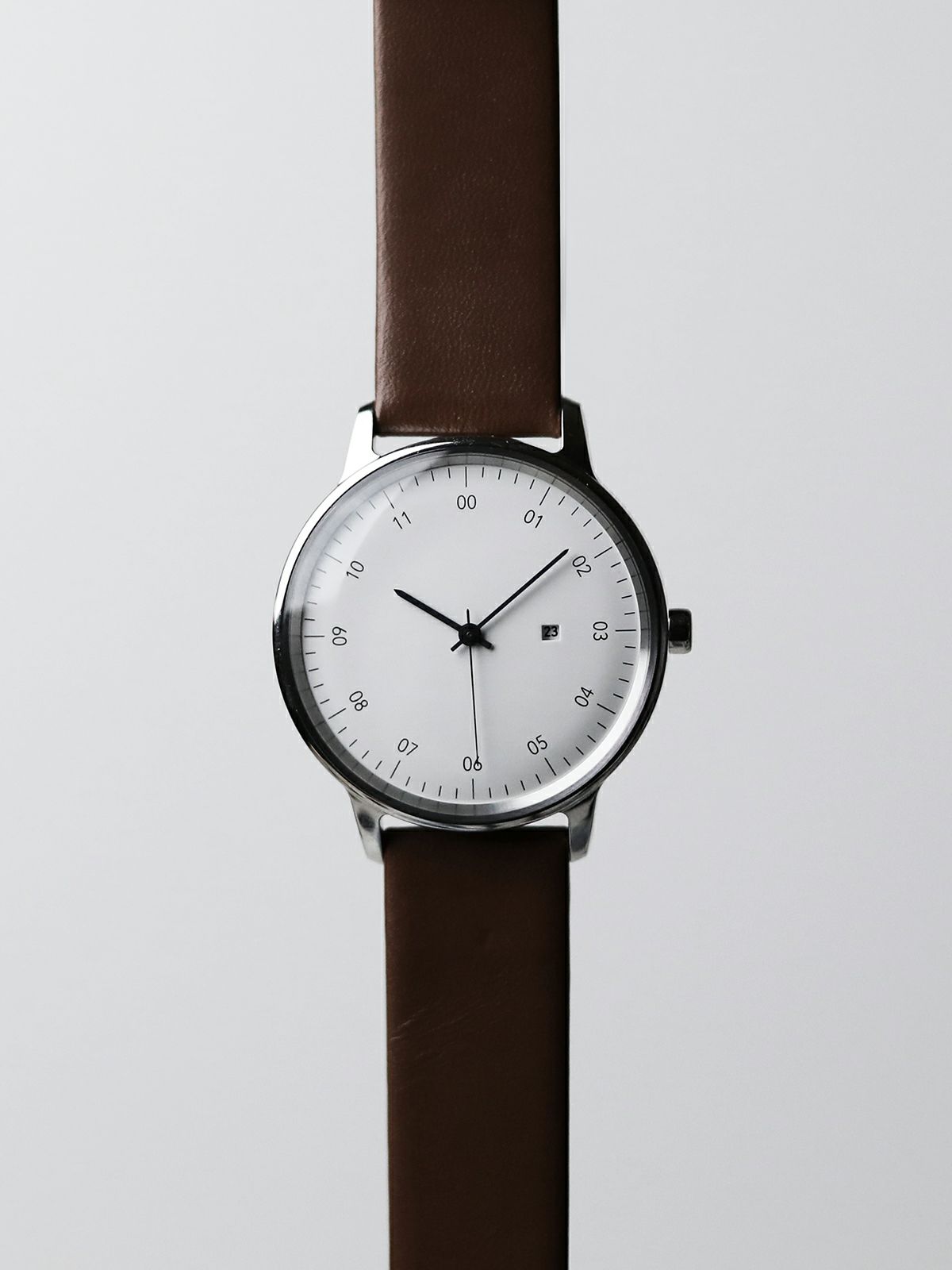 sazare さざれ｜SK01 SS シルバーミラー ホワイトダイヤル ブラウン カウレザー