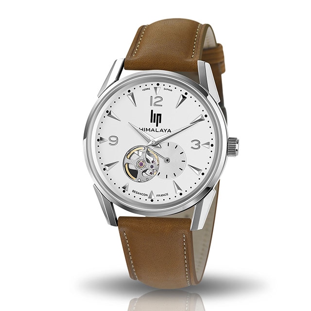 LIP｜Himalaya 40mm ヒマラヤ ビーティングハート シルバー ライトブラウンレザー（自動巻き）