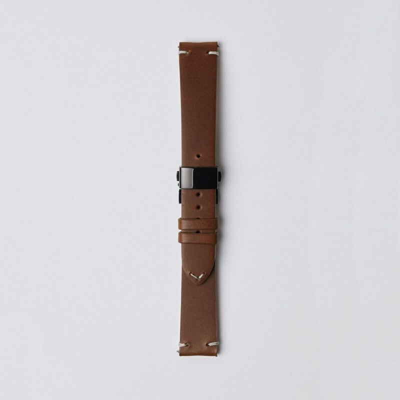 sazare｜STRAP ブラックDバックル ライトブラウン ブッテーロレザーベルト 18mm