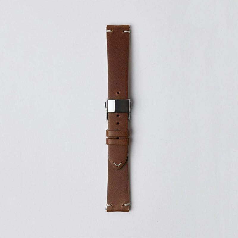 sazare｜STRAP シルバーDバックル ライトブラウンブッテーロレザーベルト 18mm