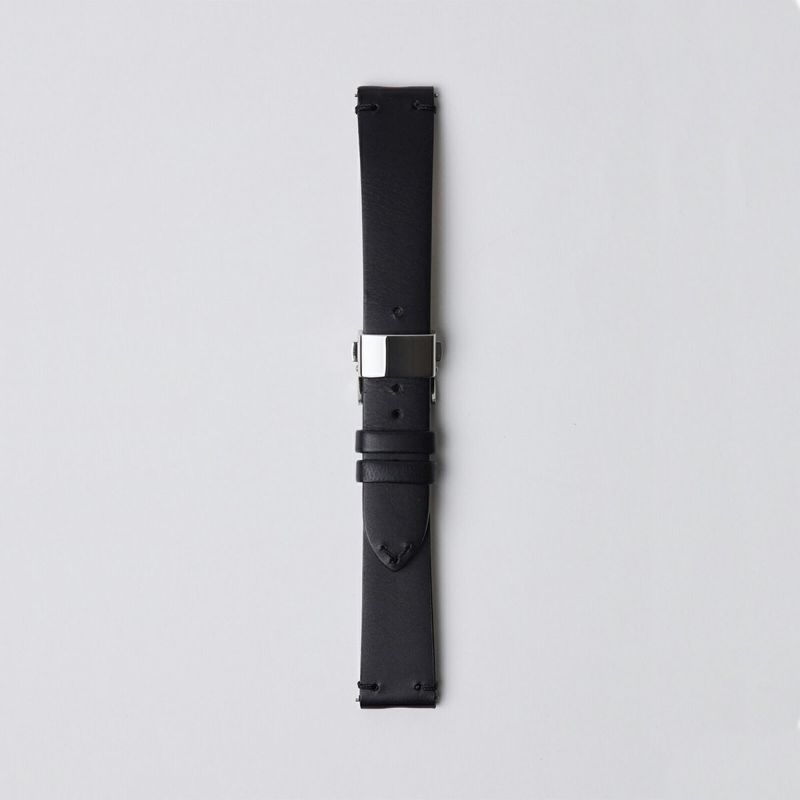 sazare｜STRAP シルバーDバックル ブラック ブッテーロレザーベルト 18mm
