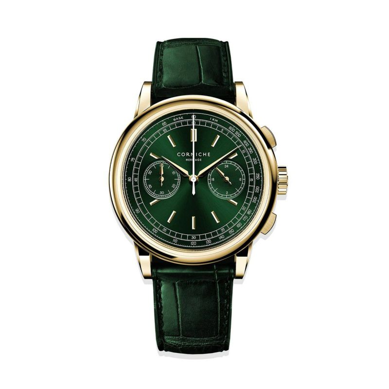 CORNICHE｜Heritage Chronograph イエロー ゴールド グリーンダイヤル