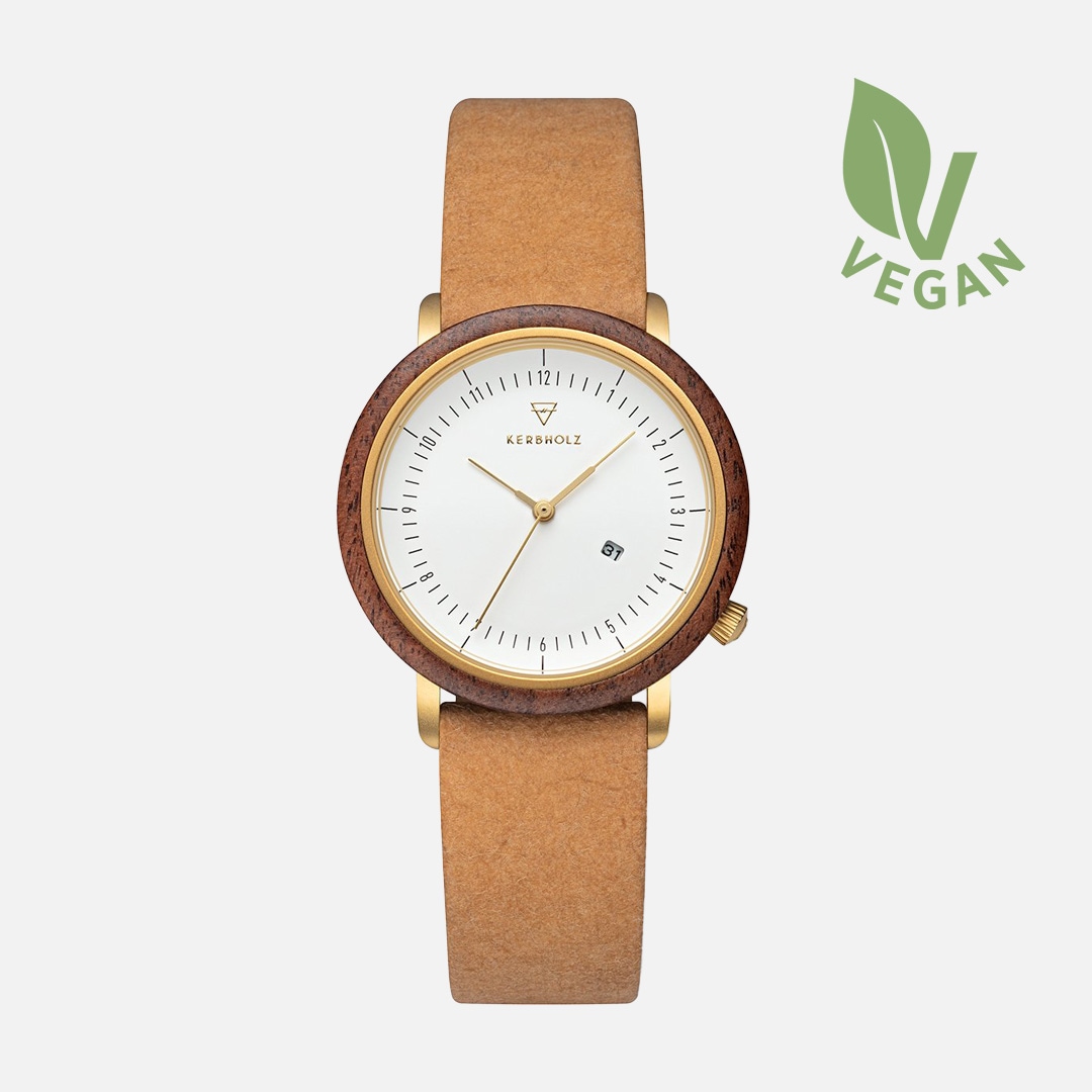 KERBHOLZ｜CARLA 36mm カーラ ウォールナット ゴールド マスタードヴィーガン