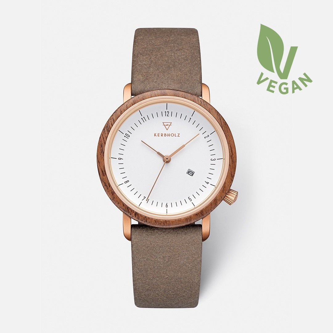 KERGHOLZ｜CARLA 36mm カーラ ウォールナット ローズゴールド チョコレートヴィーガン