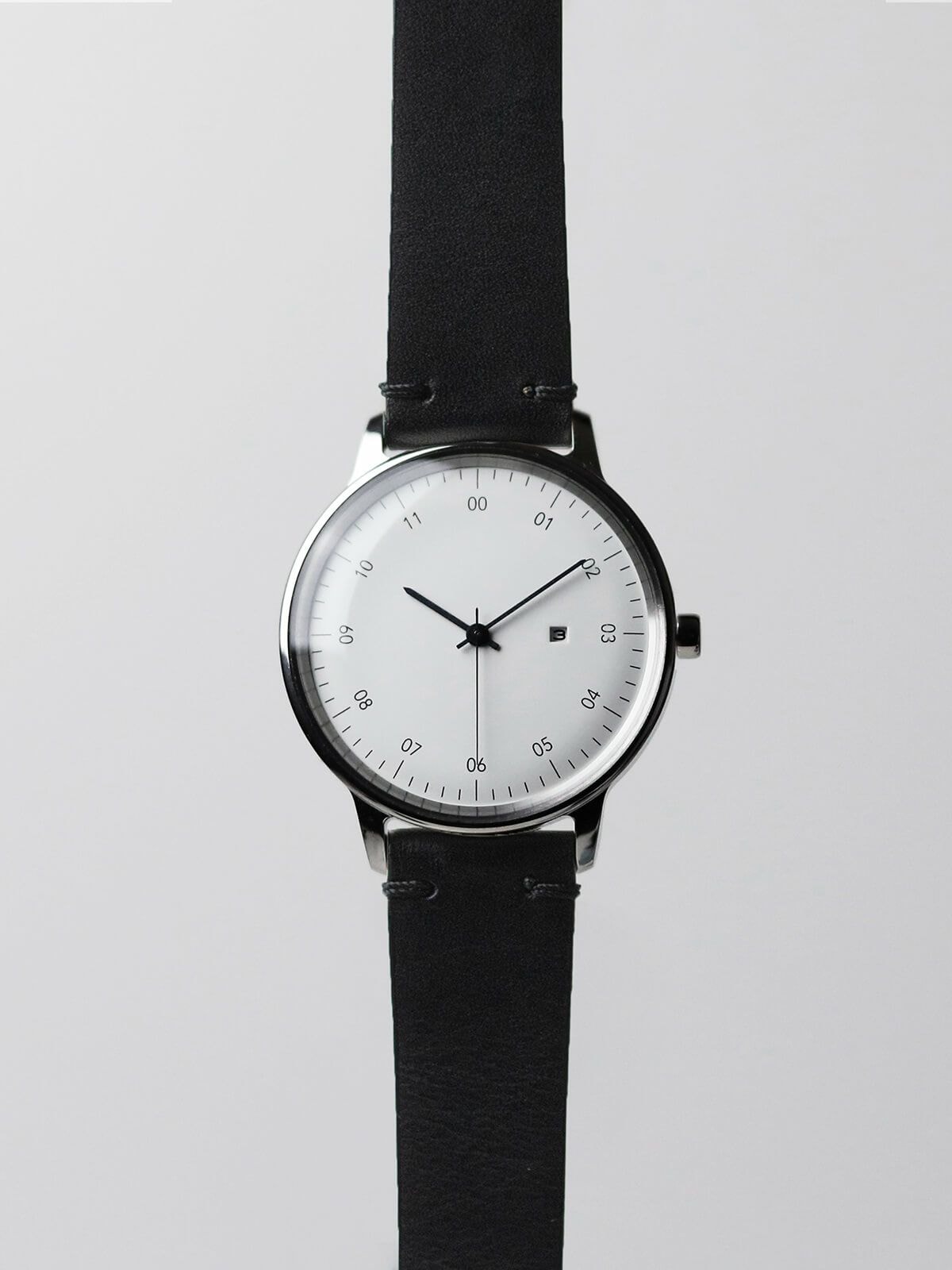 sazare さざれ｜SK01 SS シルバーミラー ホワイトダイヤル ブラック Dバックルブッテーロレザー