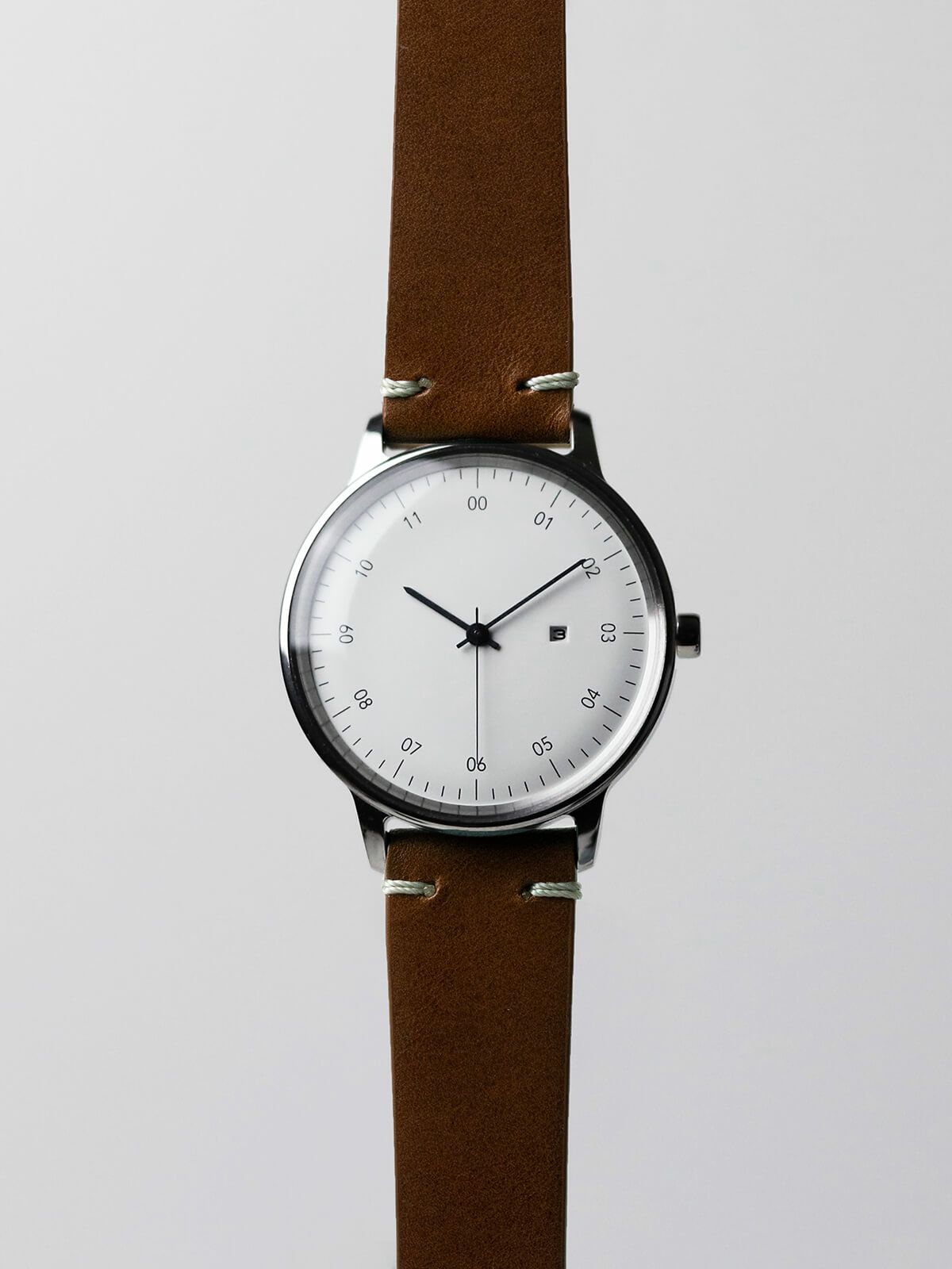 sazare さざれ｜SK01 SS シルバーミラー ホワイトダイヤル ライトブラウン Dバックルブッテーロレザー