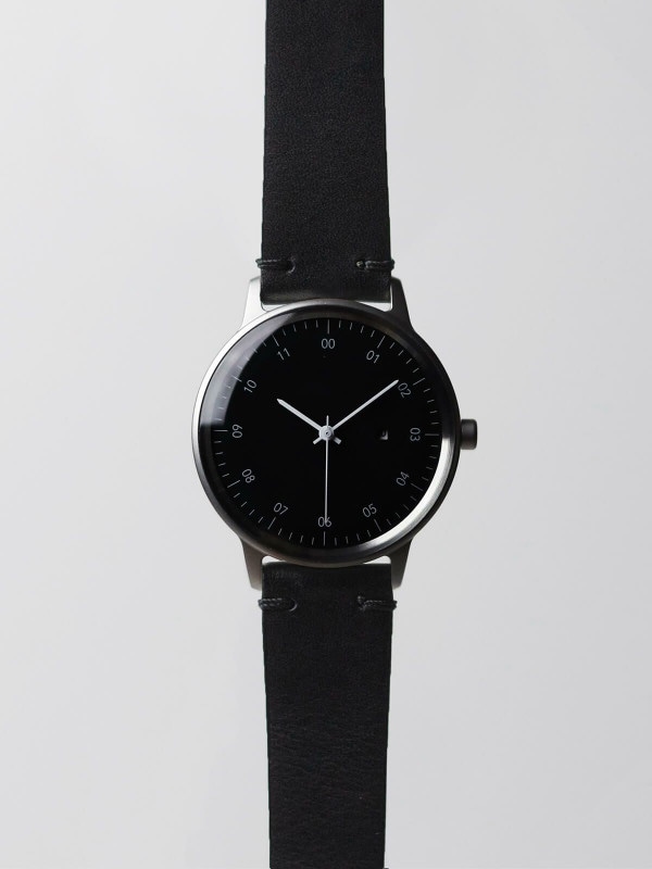 sazare｜SK01 SS シルバーホーニングフィニッシュ ブラックダイヤル ブラック Dバックルブッテーロレザー