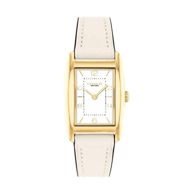 COACH｜REESE 24x35mm リース ゴールド ホワイト サテンダイヤル チョーク レザー