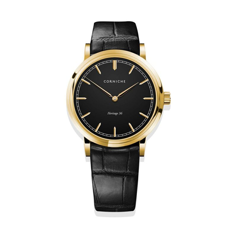 CORNICHE｜ Heritage 36mm ゴールド ブラック セラミックダイヤル