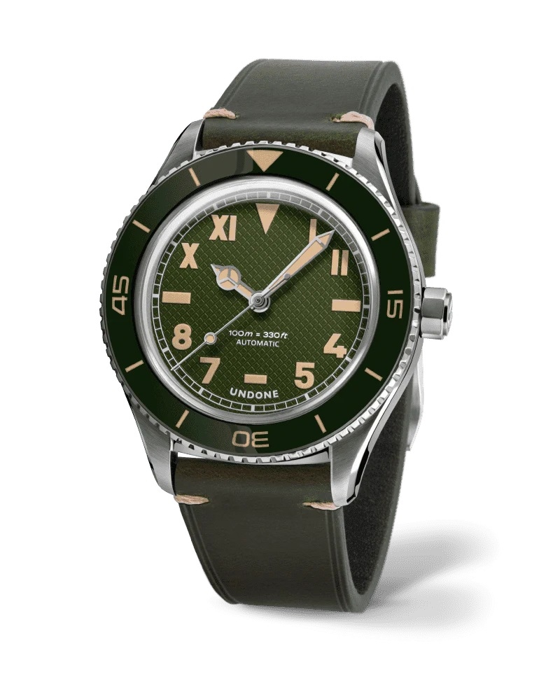 正規品 UNDONE アンダーン 腕時計 メンズ 機械式 Basecamp ベースキャンプ カリ グリーン レザーベルト 自動巻き BCP-CAL-GRN