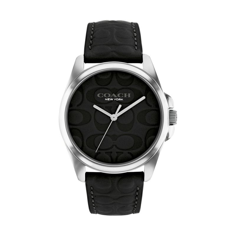 COACH｜GREYSON 36mm グレイソン シルバー ブラック ダイヤル Cレザー