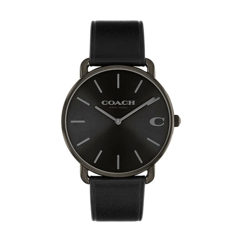 COACH｜ELLIOT 41mm エリオット グレー ブラック サンレイ ダイヤル レザー