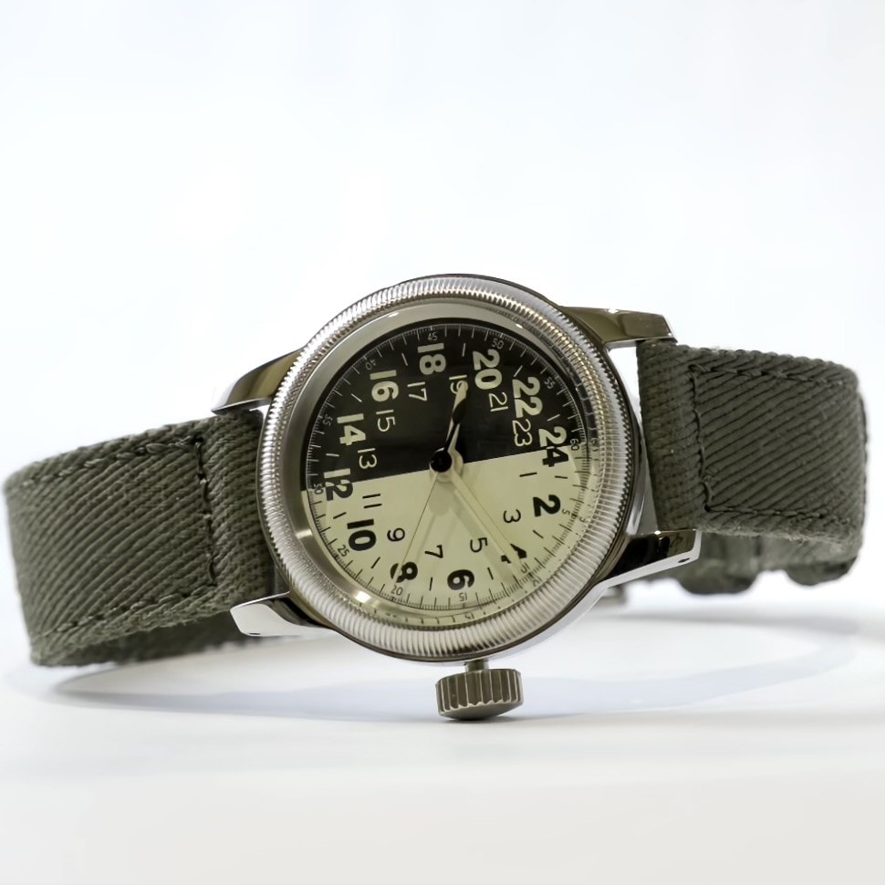 【最短即日発送】M.R.M.W. モントルロロイミリタリーウォッチ 腕時計 メンズ レディース TYPE A タイプエー A-17a 24H Night＆Day ナイトアンドデイ／グリーン 布ベルト