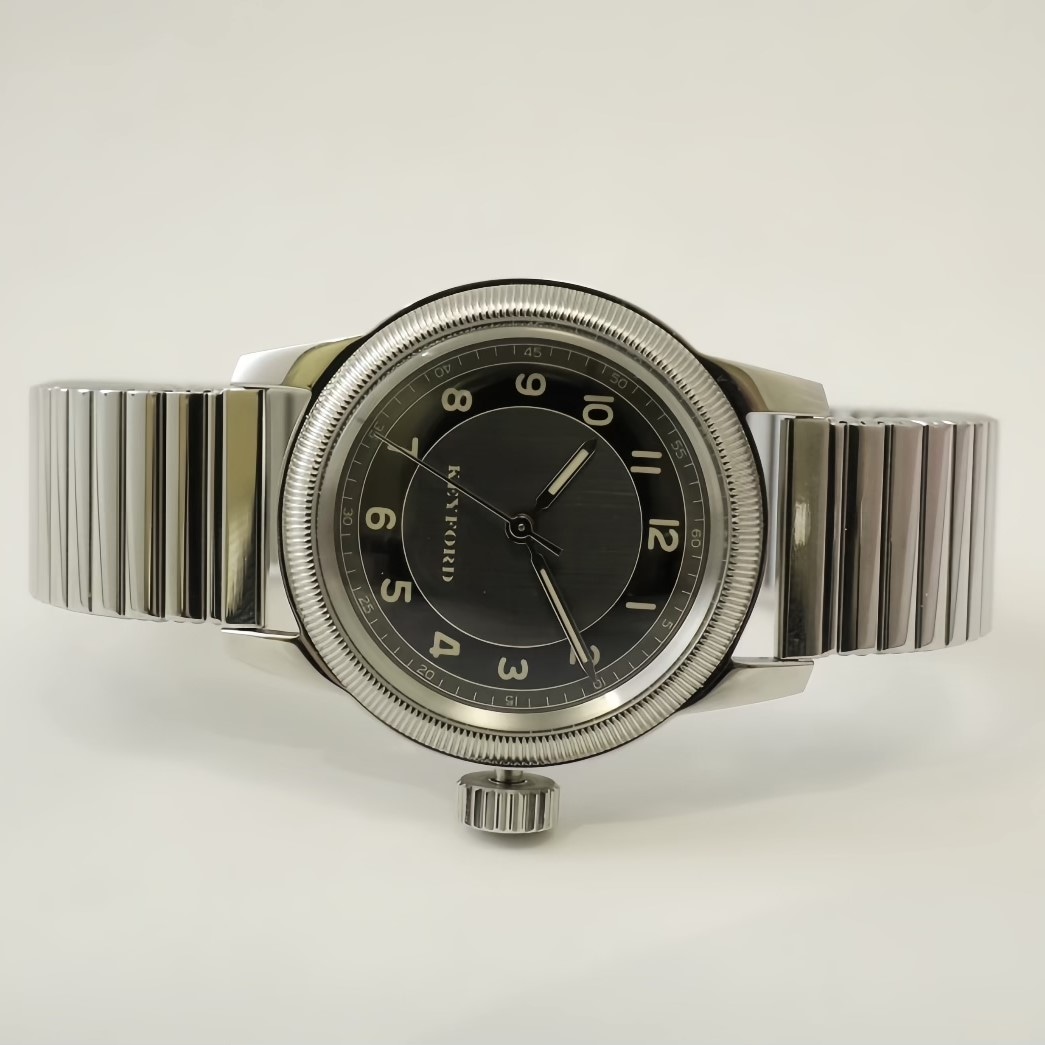 【最短即日発送】M.R.M.W.×KEYFORD モントルロロイミリタリーウォッチ 腕時計 メンズ レディースTuxedo dial タキシードダイヤル グレー／エクステンションベルト