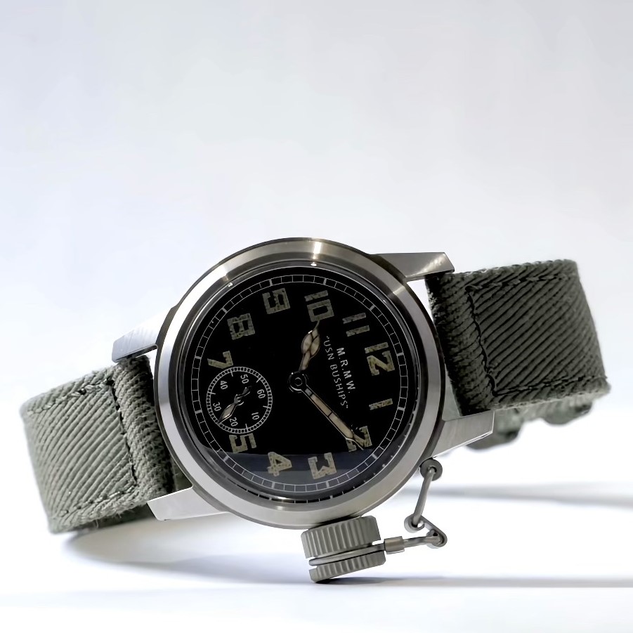 【最短即日発送】M.R.M.W. モントルロロイミリタリーウォッチ 腕時計 メンズ レディース  Buships watch ブシップウォッチ スモールセコンド グレイリコン／グリーン 布ベルト
