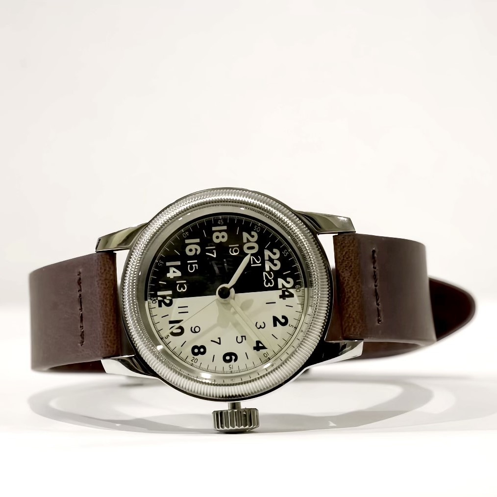 【最短即日発送】M.R.M.W. モントルロロイミリタリーウォッチ 腕時計 メンズ レディース TYPE A タイプエー A-17a 24H Night＆Day ナイトアンドデイ／ブラウン レザーベルト