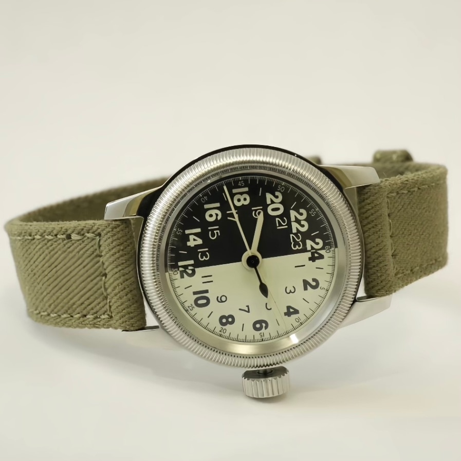 【最短即日発送】M.R.M.W. モントルロロイミリタリーウォッチ 腕時計 メンズ レディース TYPE A タイプエー  A-17a 24H Night＆Day ナイトアンドデイ／オリーブ 布ベルト