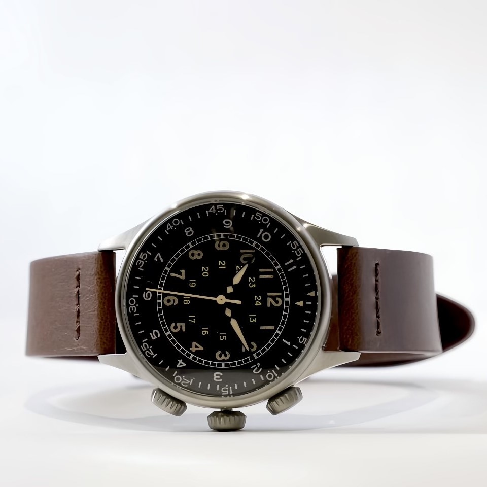 【最短即日発送】M.R.M.W. モントルロロイミリタリーウォッチ 腕時計 メンズ レディース TYPE A タイプエー  A15 エラプスタイムウォッチ／ブラウン レザーベルト