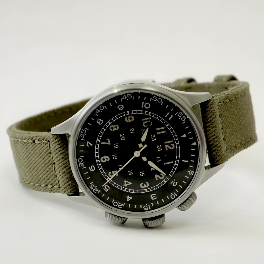 【最短即日発送】M.R.M.W. モントルロロイミリタリーウォッチ 腕時計 メンズ レディース TYPE A タイプエー  A15 エラプスタイムウォッチ／オリーブ 布ベルト