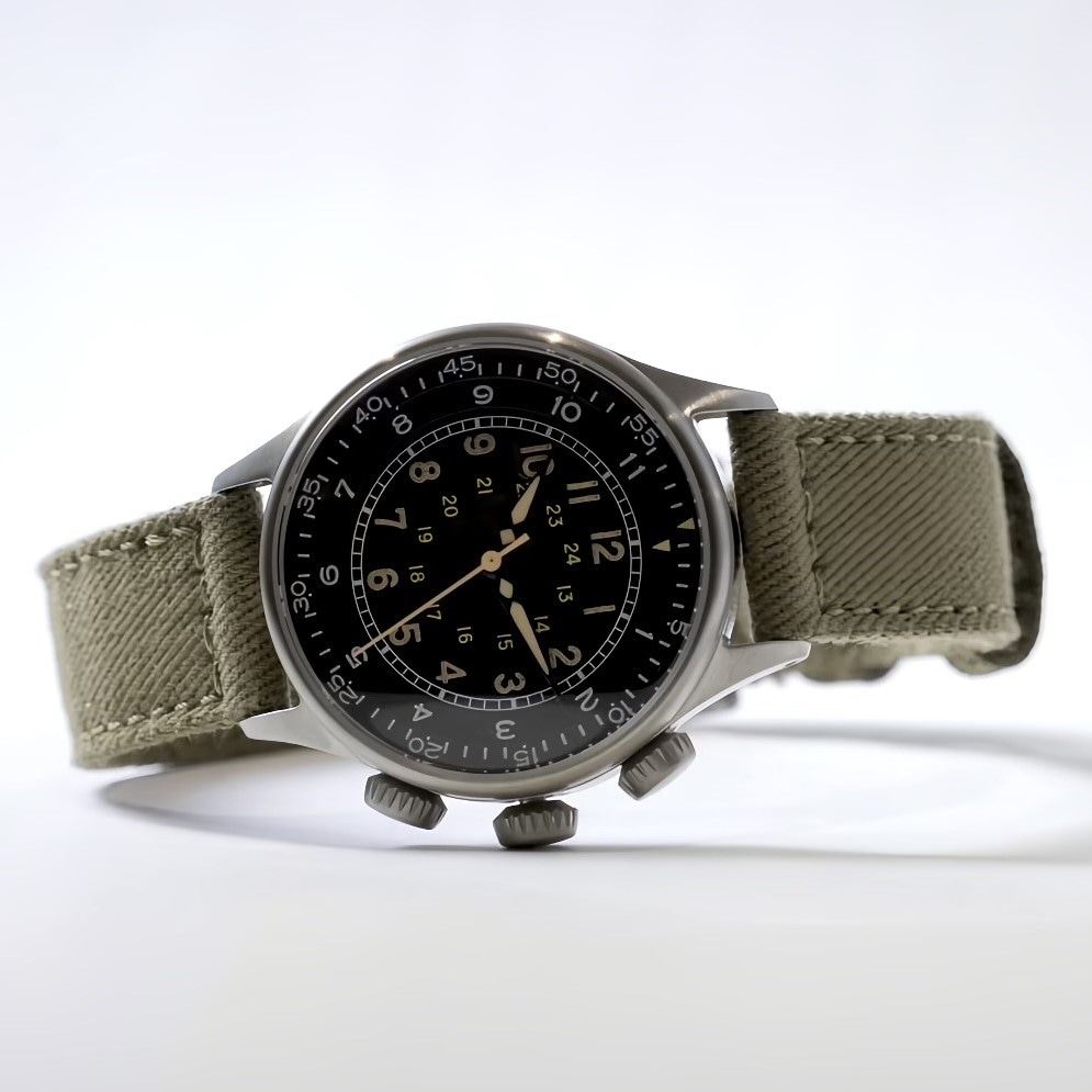 【最短即日発送】M.R.M.W. モントルロロイミリタリーウォッチ 腕時計 メンズ レディース TYPE A タイプエー  A15 エラプスタイムウォッチ／グリーン 布ベルト