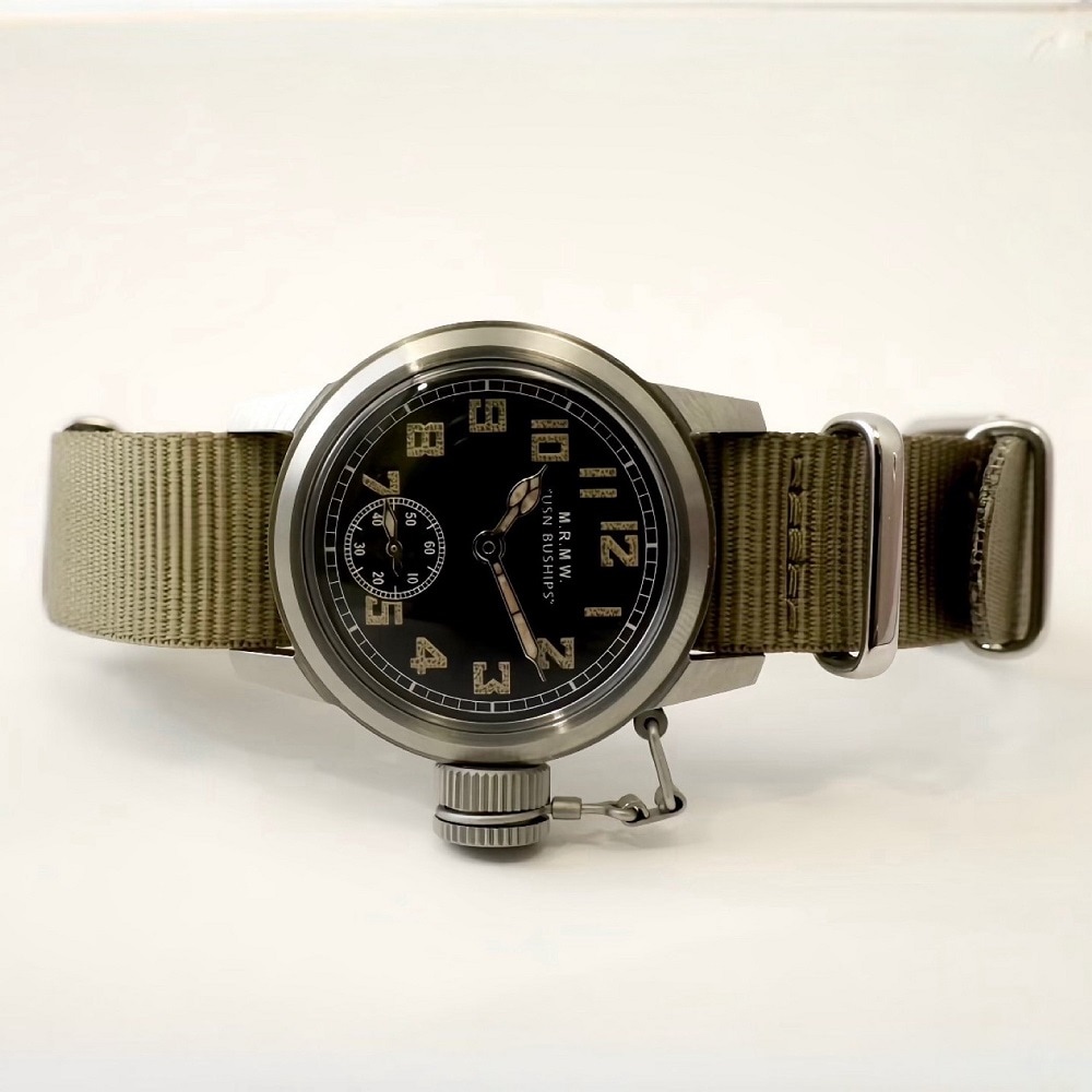 【最短即日発送】M.R.M.W. モントルロロイミリタリーウォッチ 腕時計 メンズ レディース  Buships watch ブシップウォッチ スモールセコンド グレイリコン／カーキ ナイロンNATOベルト