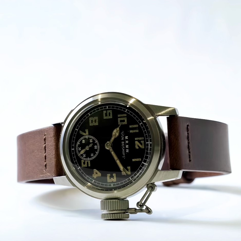 【最短即日発送】M.R.M.W. モントルロロイミリタリーウォッチ 腕時計 メンズ レディース  Buships watch ブシップウォッチ スモールセコンド グレイリコン／ブラウン レザーベルト