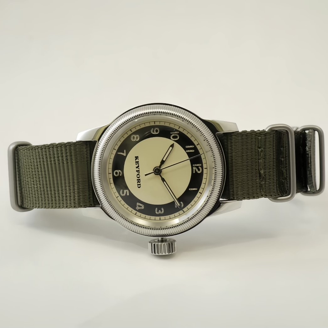 【最短即日発送】M.R.M.W.×KEYFORD モントルロロイミリタリーウォッチ 腕時計 メンズ レディースTuxedo dial タキシードダイヤル コッパー／グリーン ナイロンナトーベルト