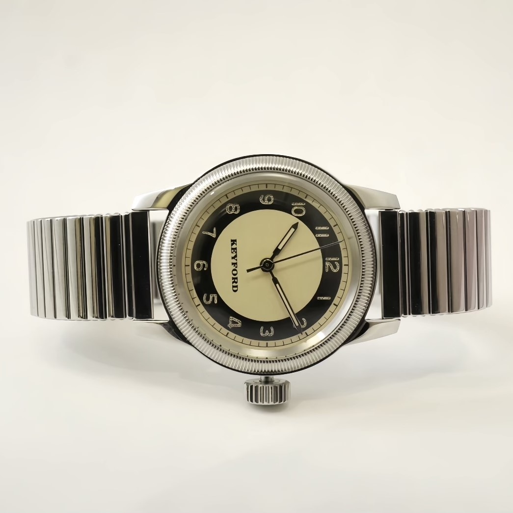 【最短即日発送】M.R.M.W.×KEYFORD モントルロロイミリタリーウォッチ 腕時計 メンズ レディースTuxedo dial タキシードダイヤル コッパー／エクステンションベルト