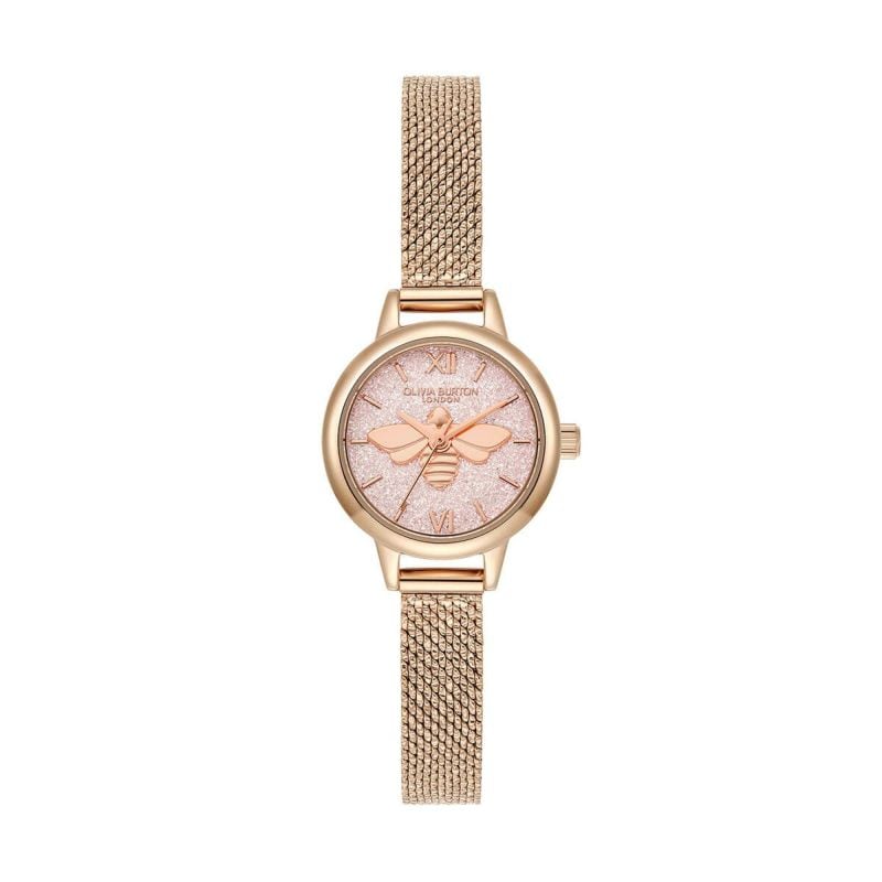 OLIVIA BURTON｜Signature シグネチャー ラッキービー ブラッシュ グリッター ローズゴールドメッシュベルト