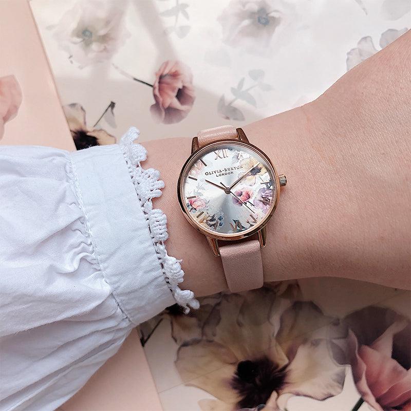 OLIVIA BURTON｜Sunlight Florals サンライトフローラルズ サンレイ ローズゴールド ダスティピンクレザー
