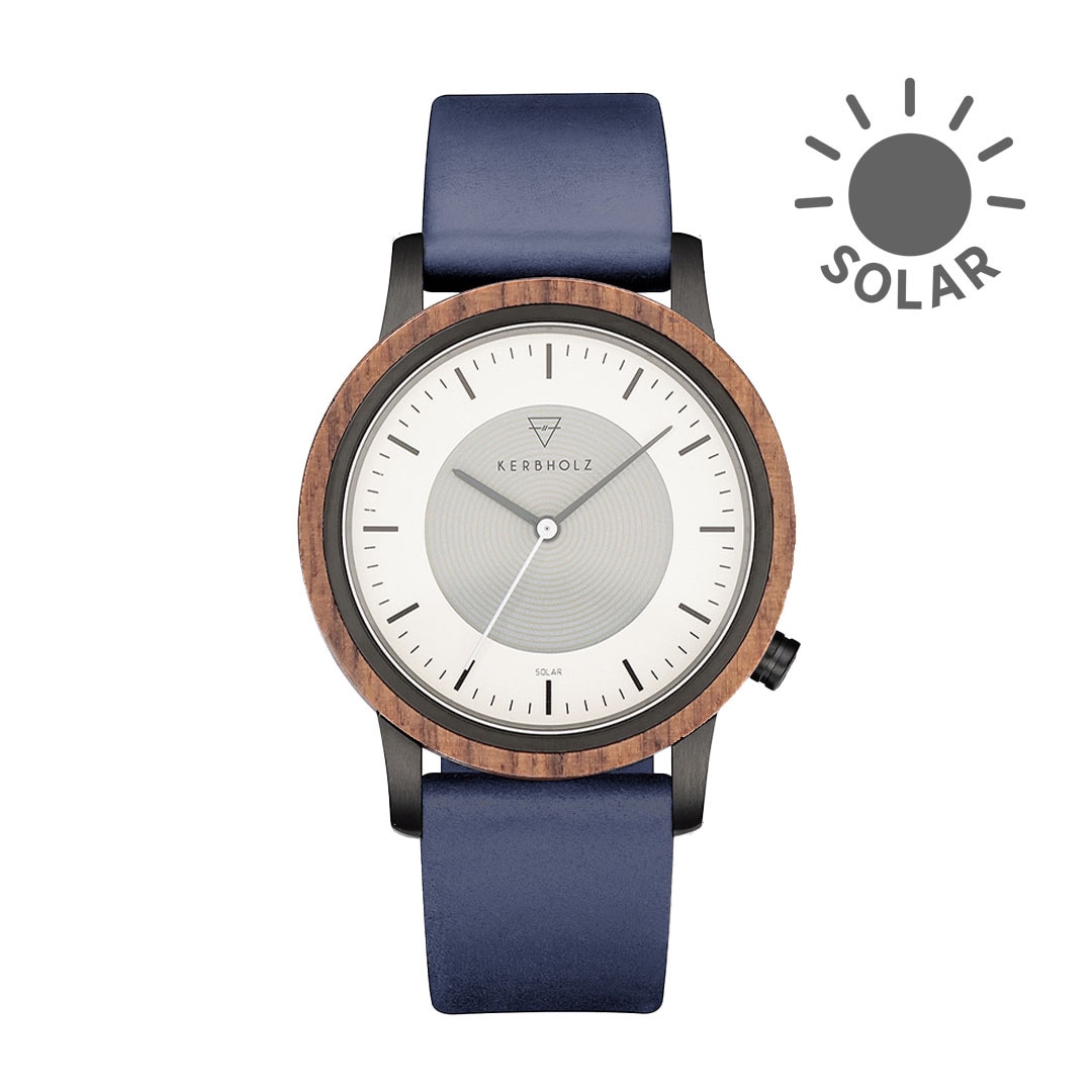 KERBHOLZ｜FRED 40mm フレッド ウォールナット ブラック ネイビー（ソーラー）