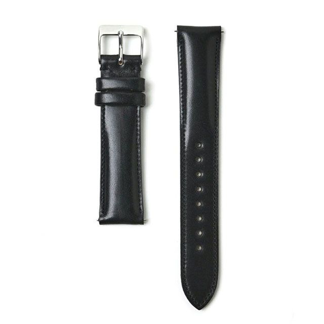 sazare｜STRAP シルバーミラー ブラック イタリアンシェルコードバンレザーベルト 18mm